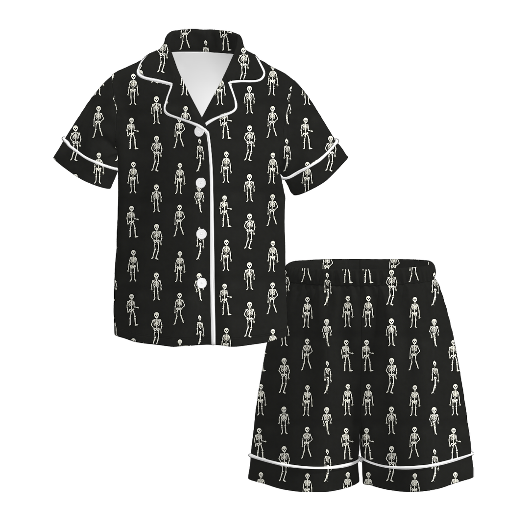 Girls Halloween cute pumpkin printed short sleeve pajamas set
