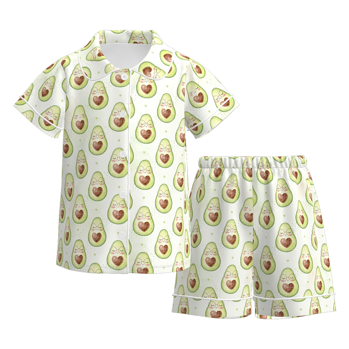 Girls Summer fruit-themed printed Soft Pajama Set