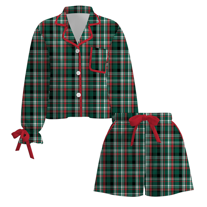 Christmas satin silk bow tie pajamas