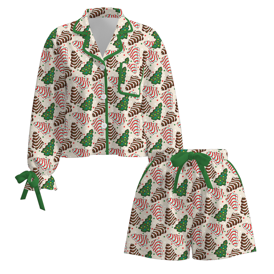 Christmas satin silk bow tie pajamas