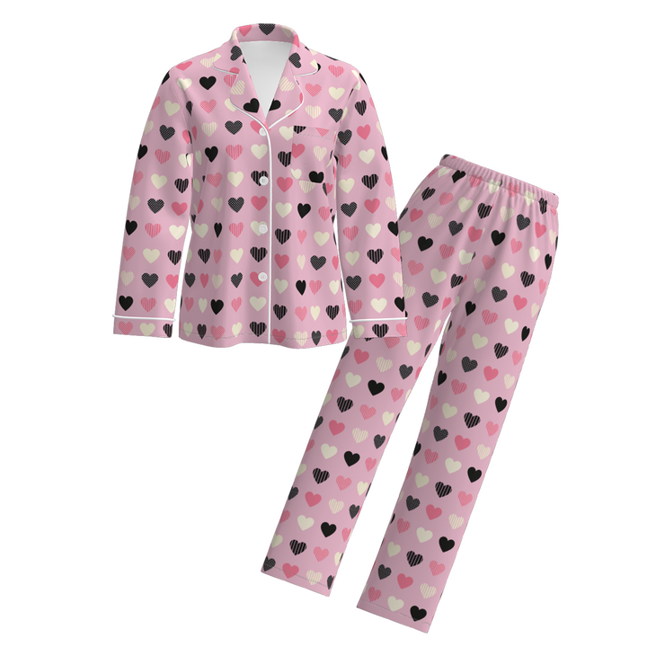 Valentine's sweet pink bow printed Pajamas set for women