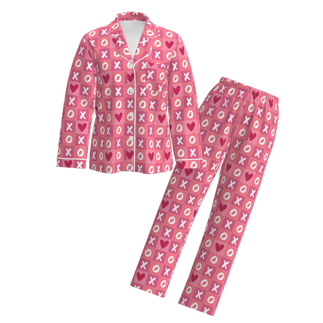 Valentine's sweet pink bow printed Pajamas set for women