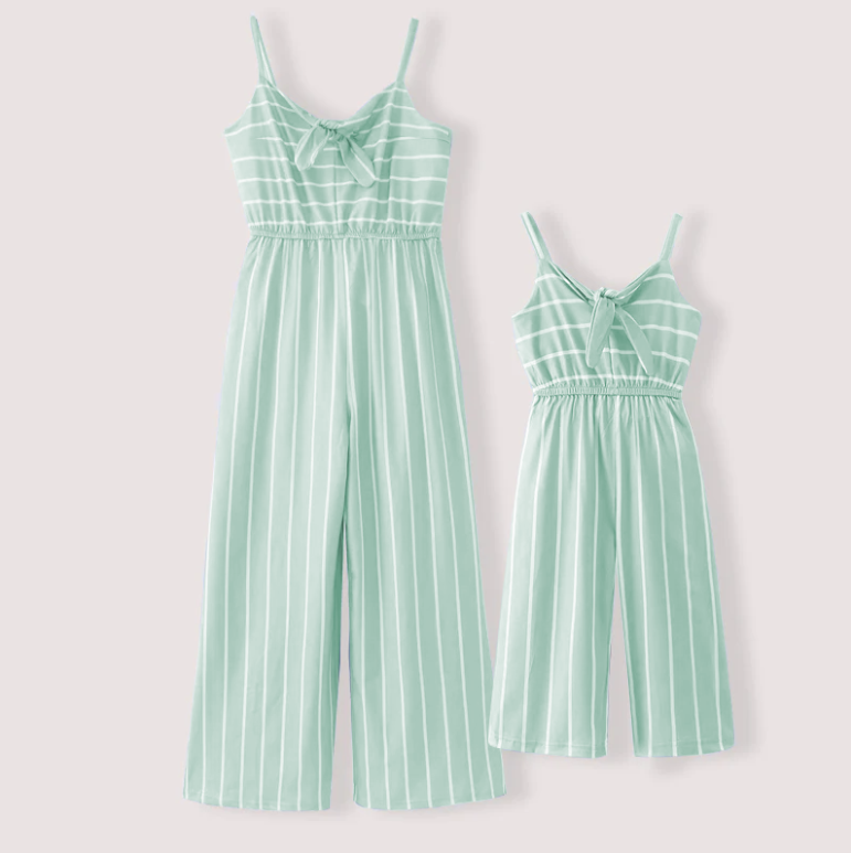 Striped wide leg suspender jumpsuit