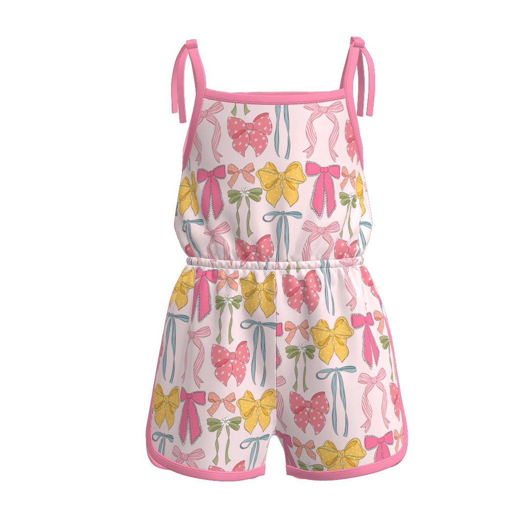 Girls Bow tie floral romper