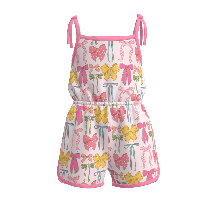 Girls Bow tie floral romper