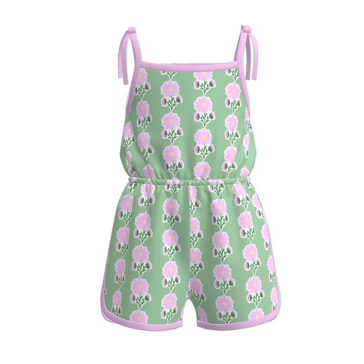 Girls Bow tie floral romper