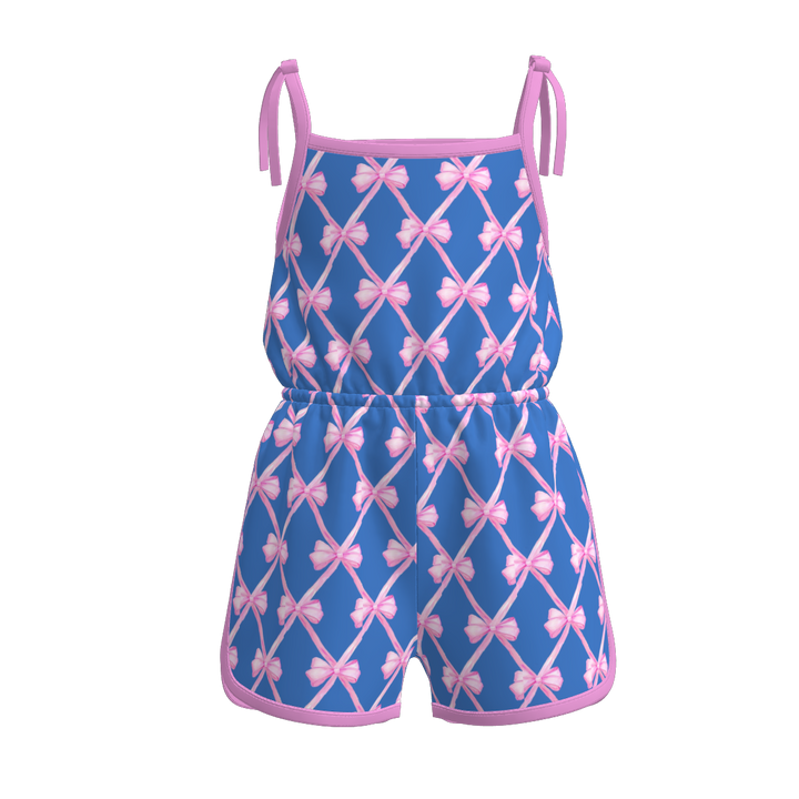 Girls Bow tie floral romper