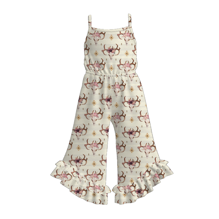 Girls Western print wide leg jumpsuit