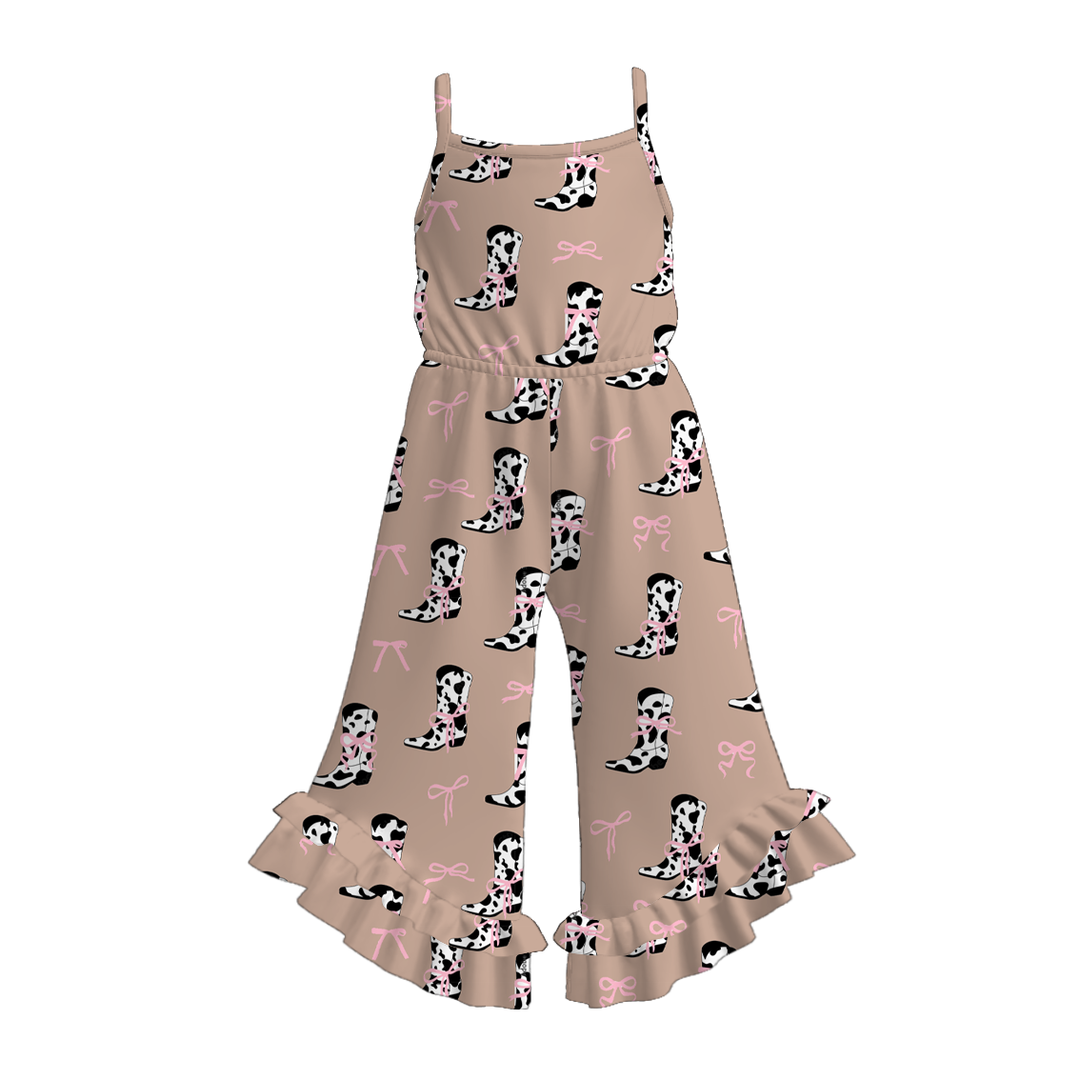 Girls Western print wide leg jumpsuit