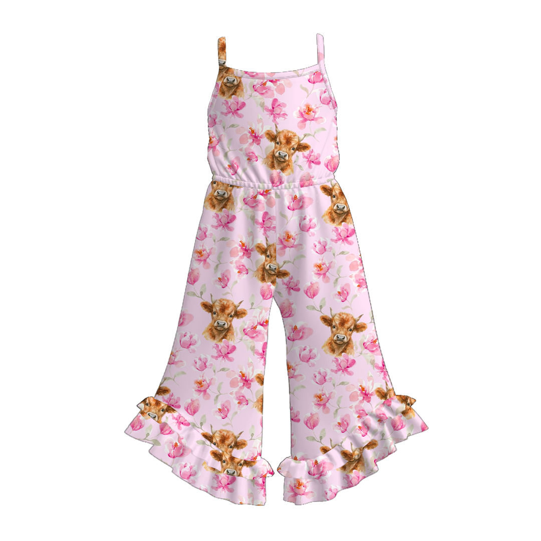 Girls Western print wide leg jumpsuit