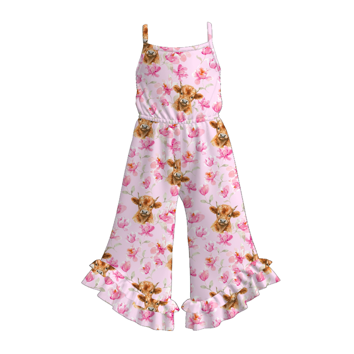 Girls Western print wide leg jumpsuit