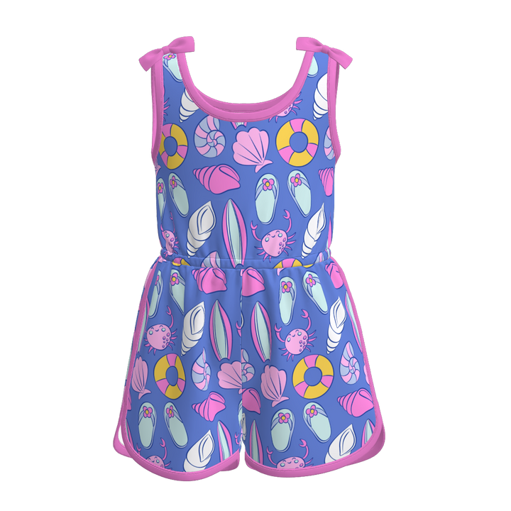 Bowknot sunflower sleeveless romper for girls