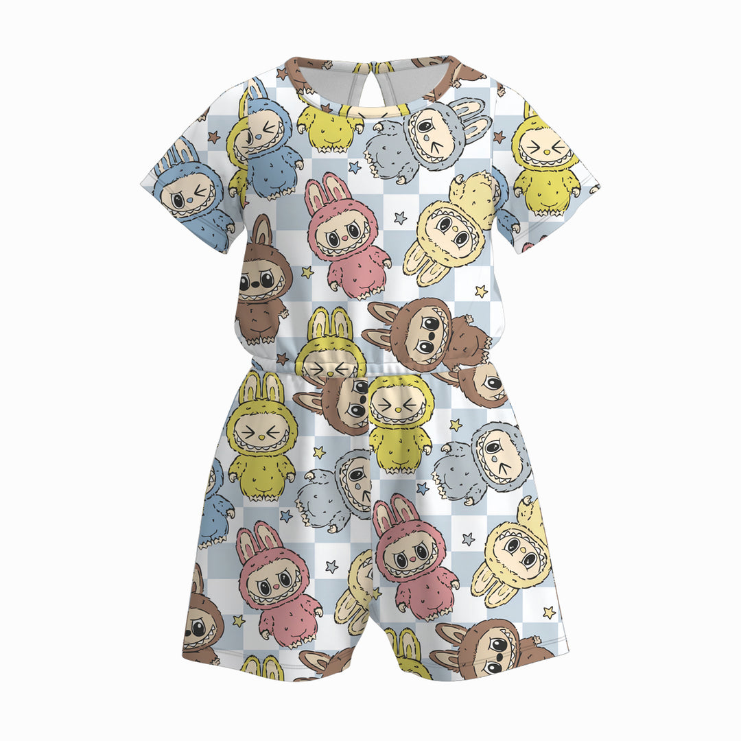 Girls skirt set with labubu printed