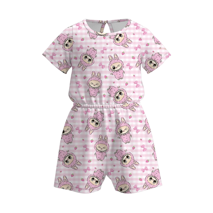 Girls short sleeve twirl dress with labubu printed
