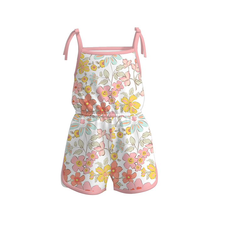 Girls Bow tie floral romper