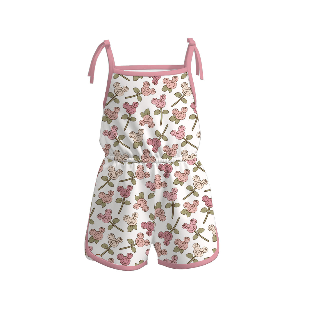 Girls Bow tie floral romper