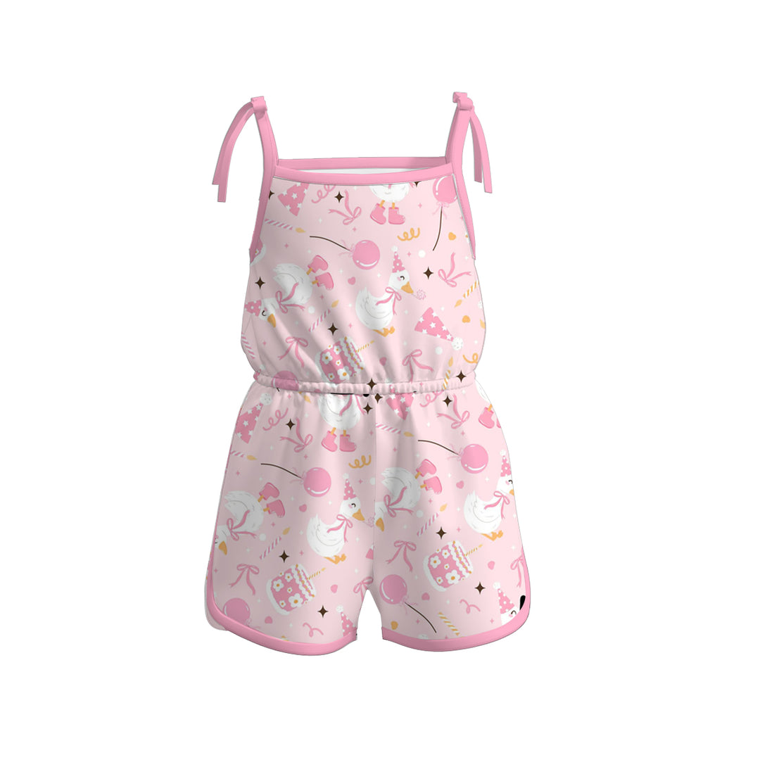 Girls Bow tie floral romper