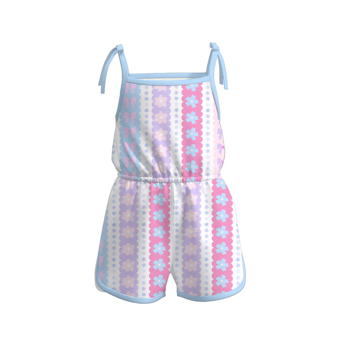 Girls Bow tie floral romper