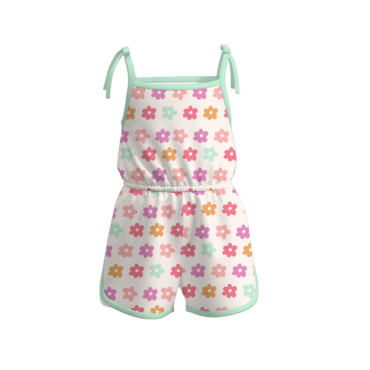 Girls Bow tie floral romper