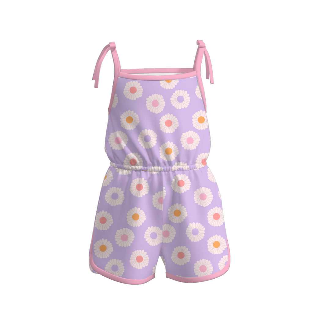 Girls Bow tie floral romper