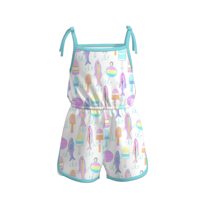 Girls Bow tie floral romper