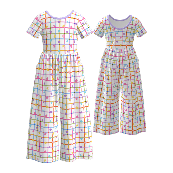Pastel star print sister outfits Easter colorful dress