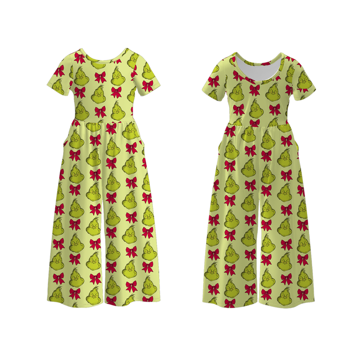 Girls' Christmas printed jumpsuit