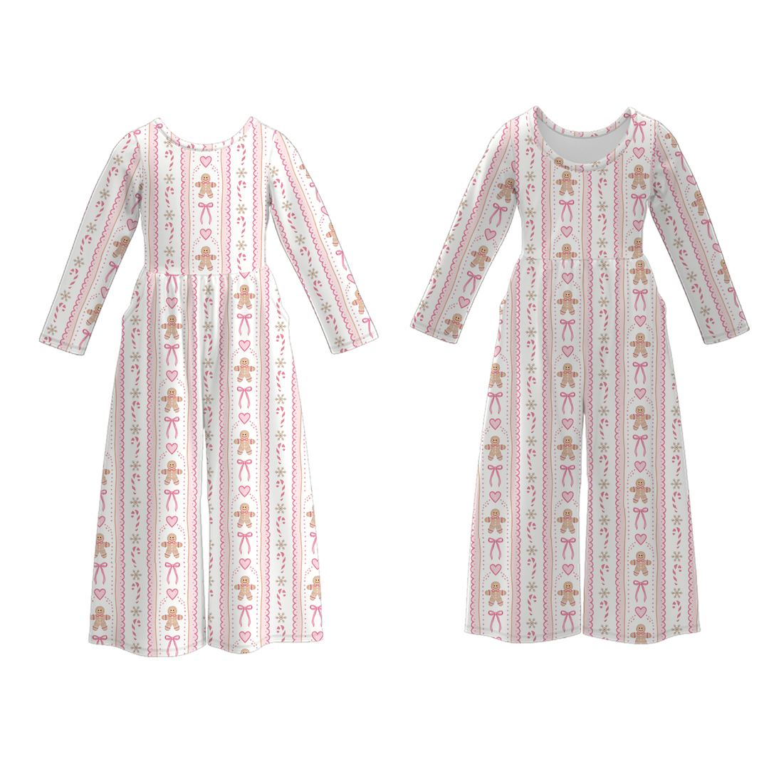 Girls' Christmas printed jumpsuit