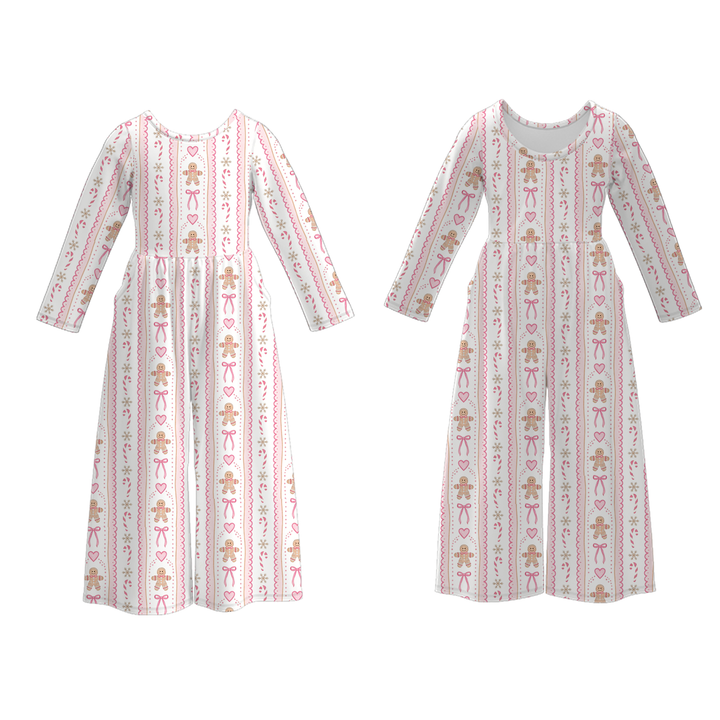 Girls' Christmas printed jumpsuit