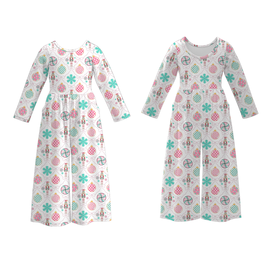 Girls' Christmas printed jumpsuit