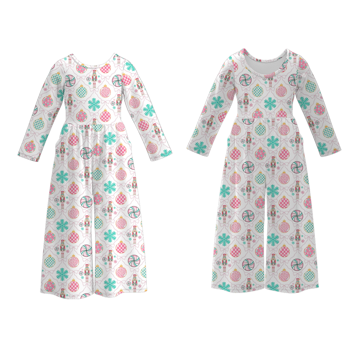 Girls' Christmas printed jumpsuit
