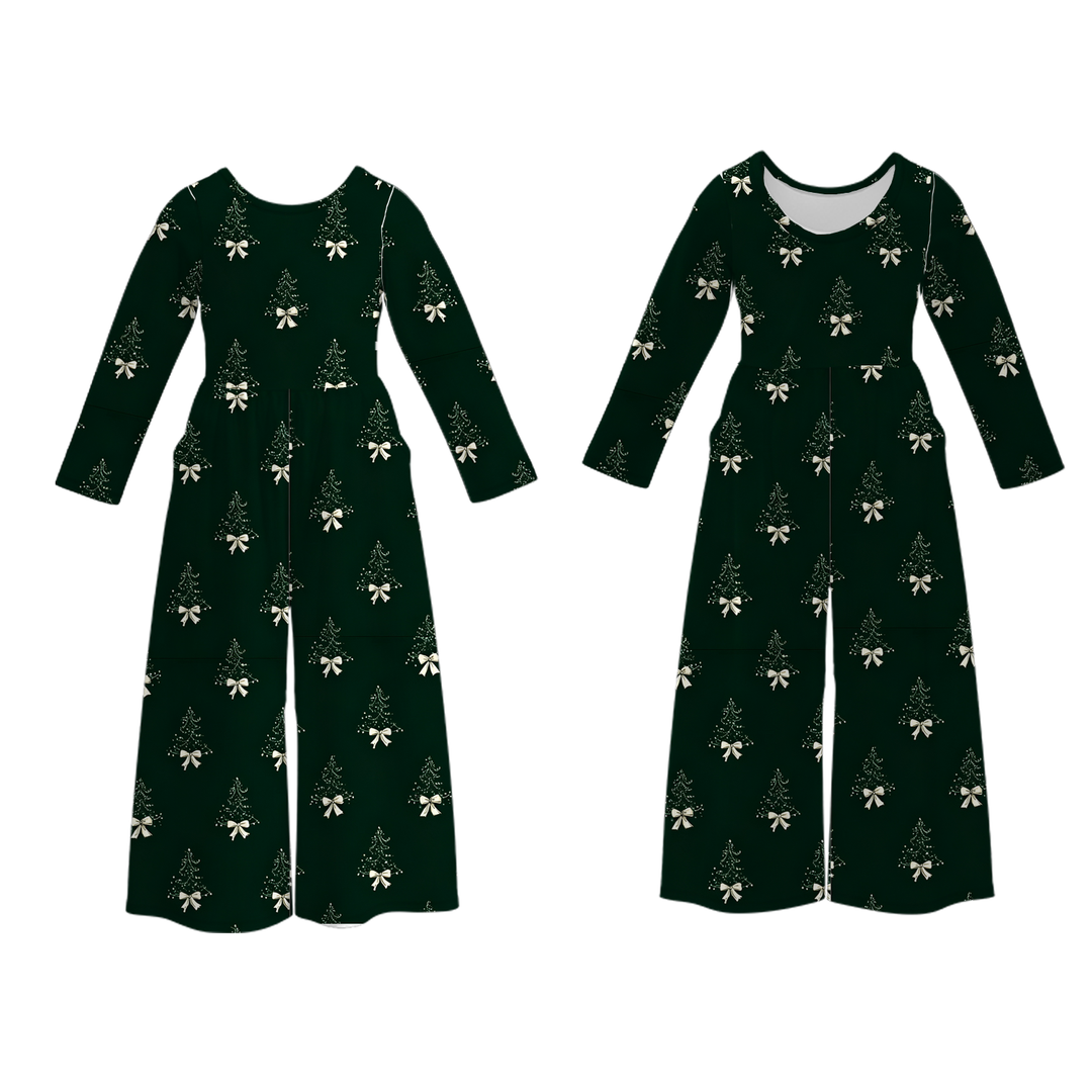 Girls' Christmas printed jumpsuit