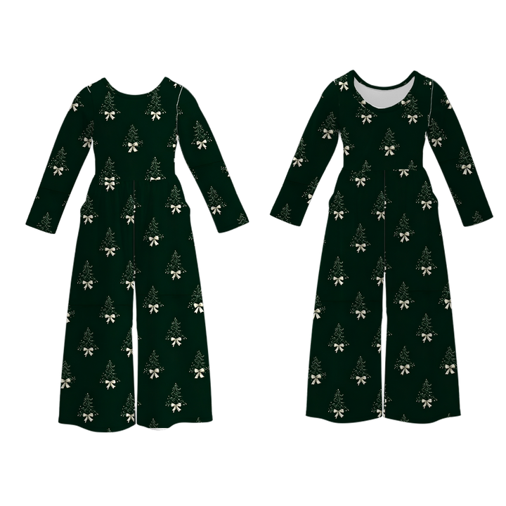 Girls' Christmas printed jumpsuit