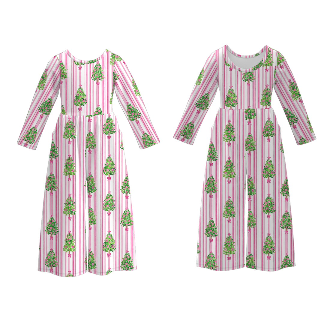 Girls' Christmas printed jumpsuit