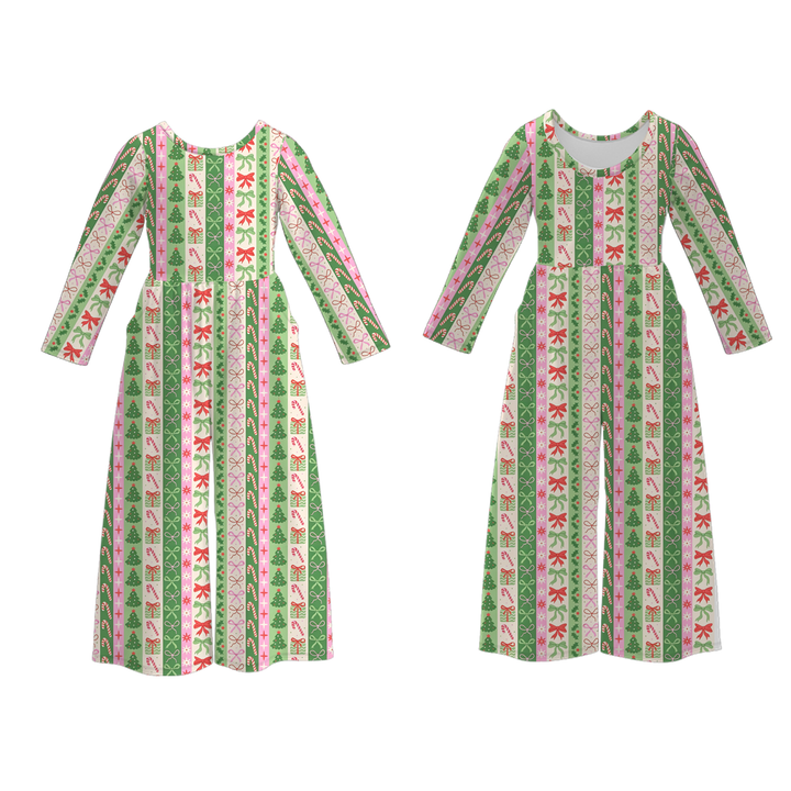 Girls' Christmas printed jumpsuit