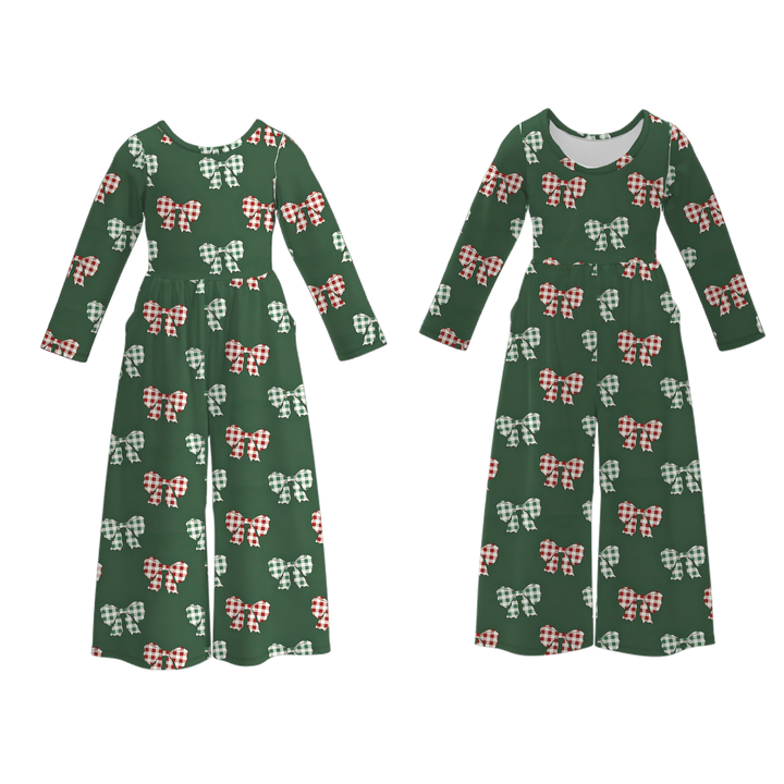 Girls' Christmas printed jumpsuit