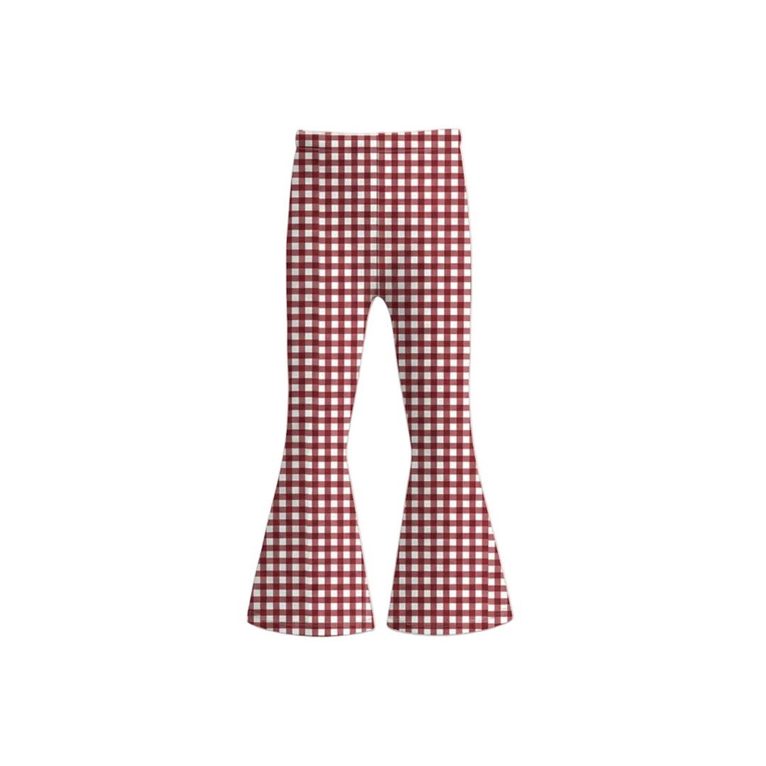 GIRLS GINGHAM SOFT BELL BOTTOM FLARE PANTS