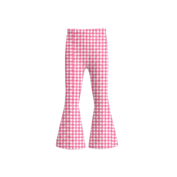 GIRLS GINGHAM SOFT BELL BOTTOM FLARE PANTS