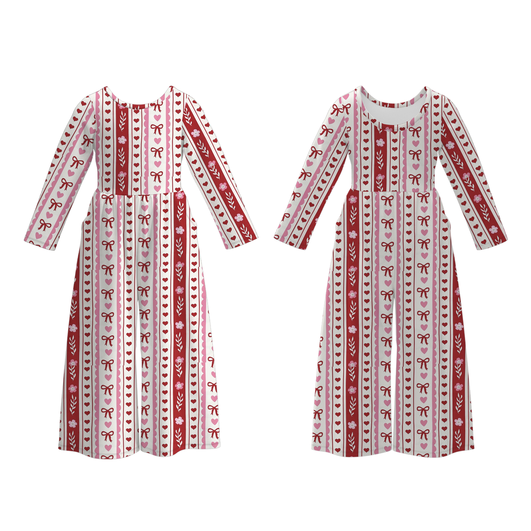 Girls Heart &amp; Stripe Print Dress jumpsuit for Valentine