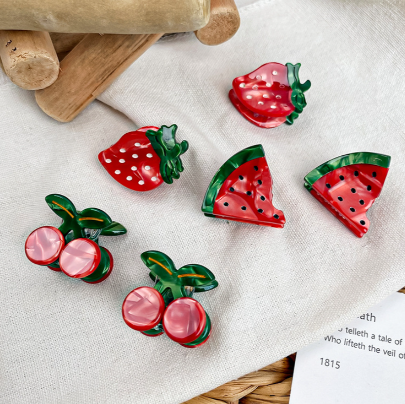 Cute fruit Mini acetate hair claw clips