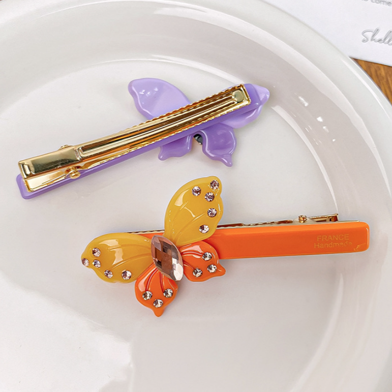 Diamond butterfly duckbill hair clip