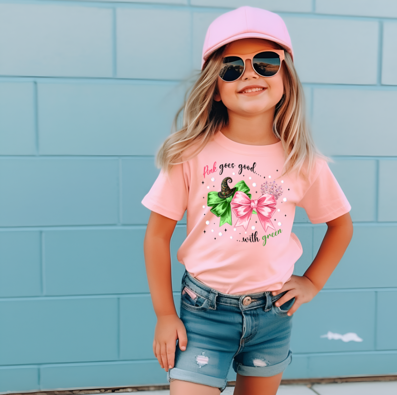 Girls pink short-sleeved T-shirt