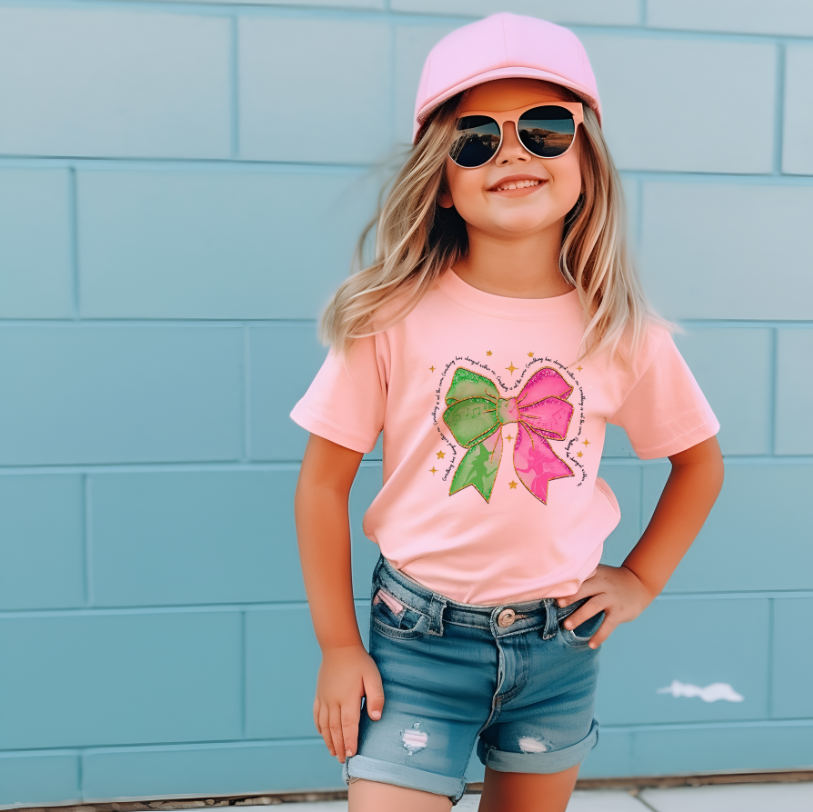 Girls pink short-sleeved T-shirt