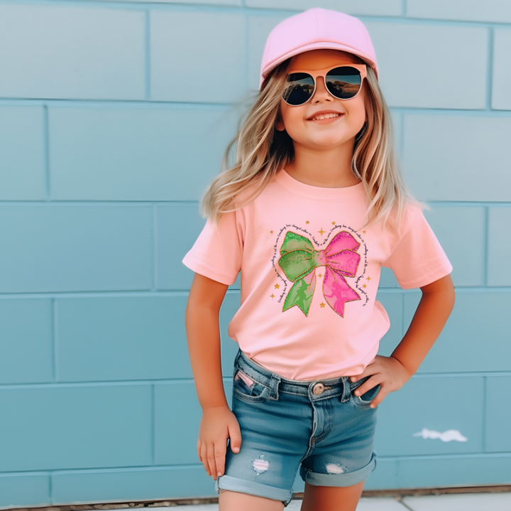 Girls pink short-sleeved T-shirt