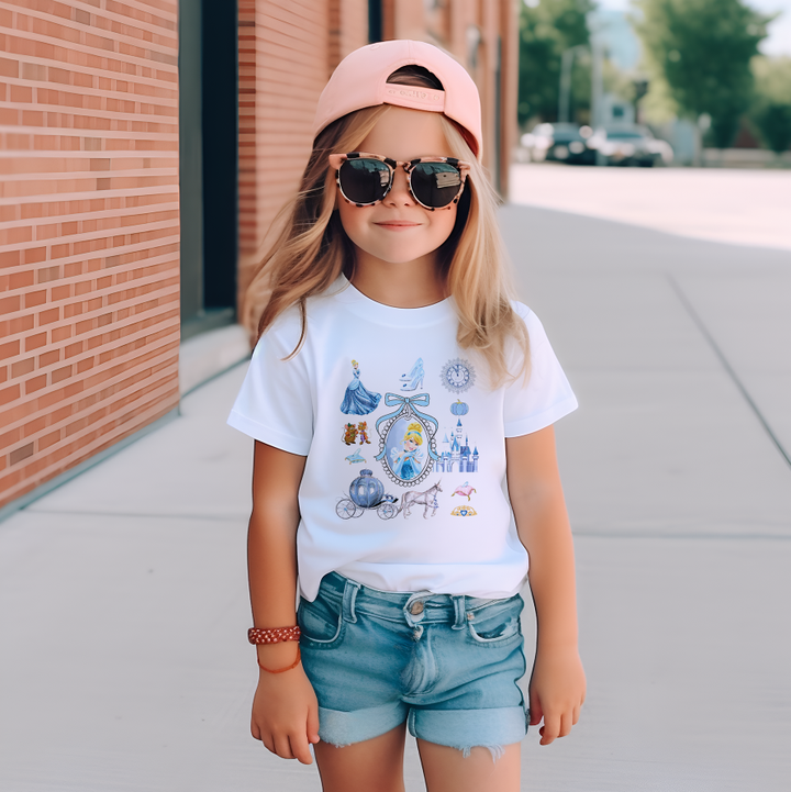 Girls white short-sleeved T-shirt