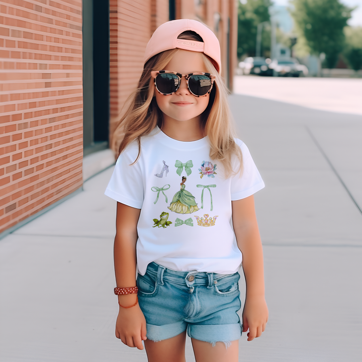 Girls white short-sleeved T-shirt