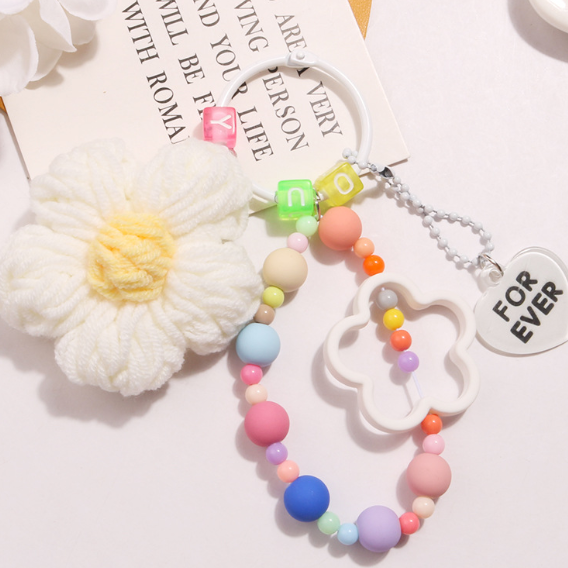Cute flower colorful beads acrylic keychain-Gifts for Friends