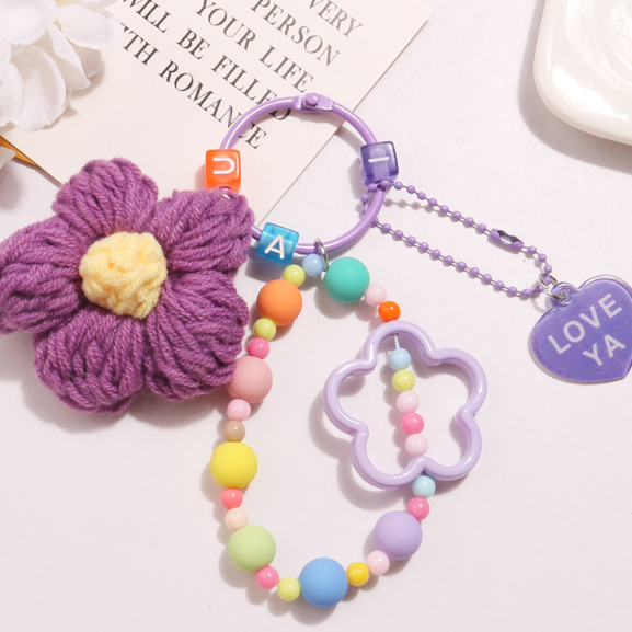 Cute flower colorful beads acrylic keychain-Gifts for Friends