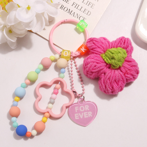 Cute flower colorful beads acrylic keychain-Gifts for Friends