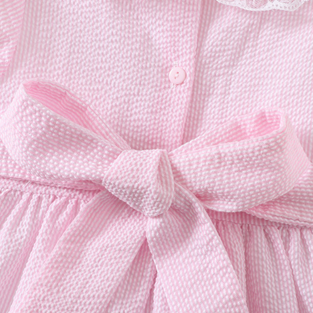 Pink Smocked Dress with Embroidery